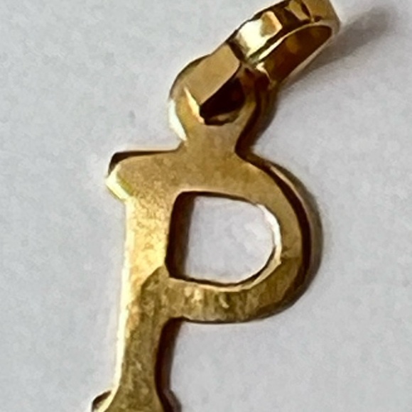 14K YELLOW GOLD VINTAGE INITIAL “P” CHARM PENDANT SIGNED MK - Picture 5 of 6